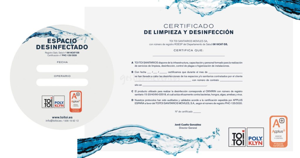 Certificado desinfección